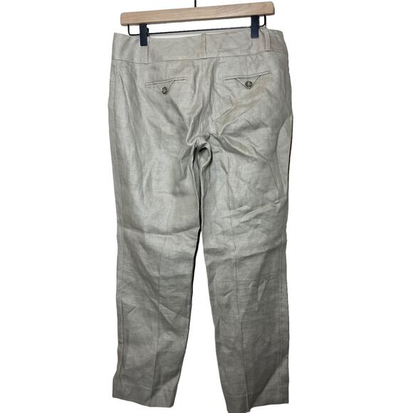The Limited Women's 100% Linen Tan Straight Leg Trouser Pants Size 4 Midrise - Picture 7 of 13